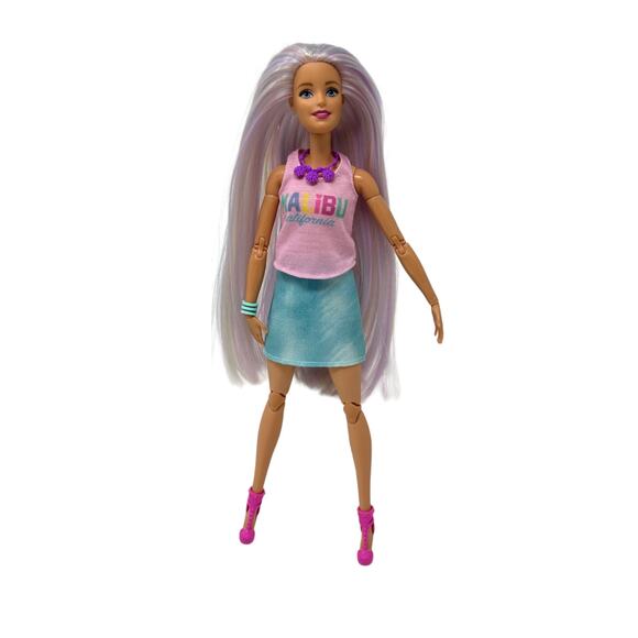 OOAK Custom Rerooted Barbie Fashionista Doll Multicolor Hair Silky Soft - Picture 1 of 11